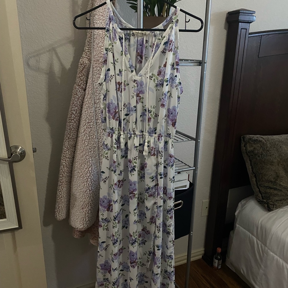 Purple Floral Maxi Slit Dress